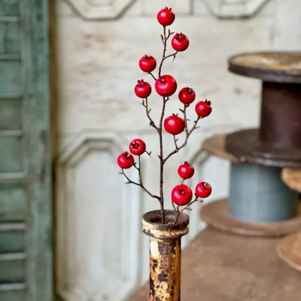 Set of Three Autumn Rose Hips Stems CHOICE of Five Colors