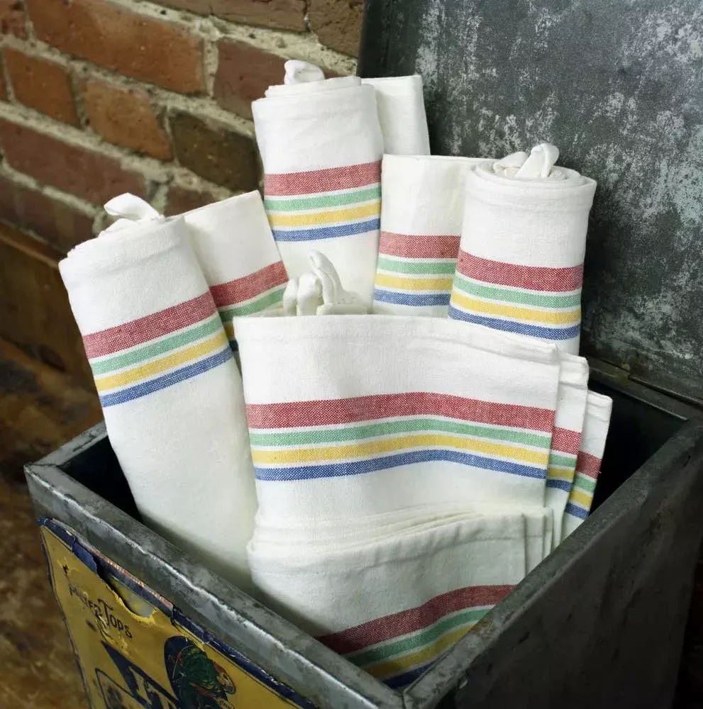 Set of THREE Farmhouse Striped Kitchen Towels