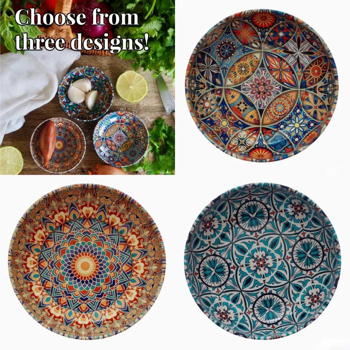 Set of Three Tiny Turkish Tin Bowls CHOICE of Three Designs