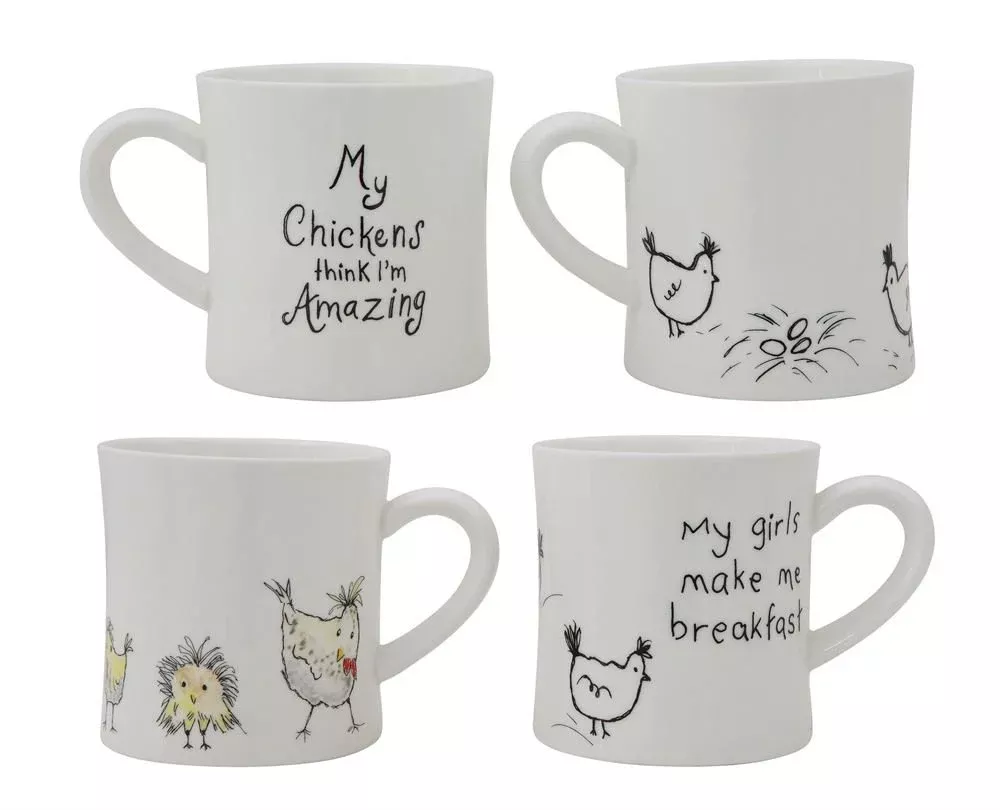 Set of Two 14oz Farmhouse Kitchen Mugs for Chicken Lovers