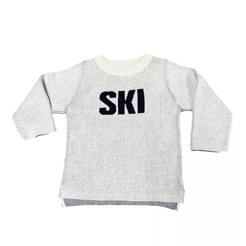 SKI Kid's Everyday Relaxed Sweater - Navy on Natural