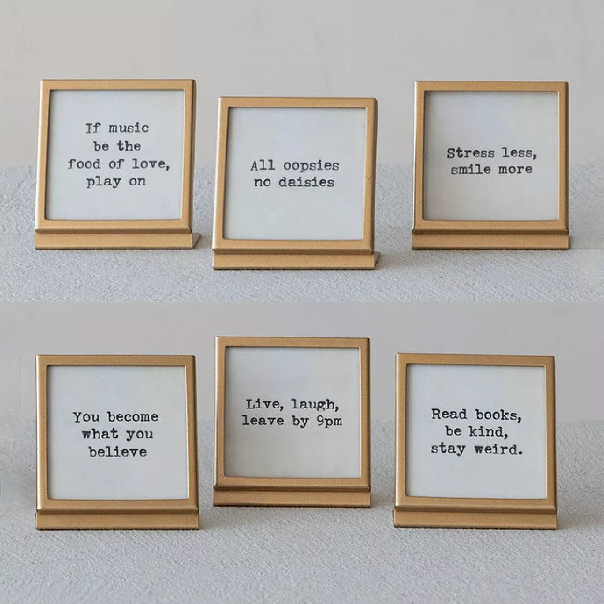 Small Elegant Metal & Glass Easel with Fun Saying CHOICE of Style