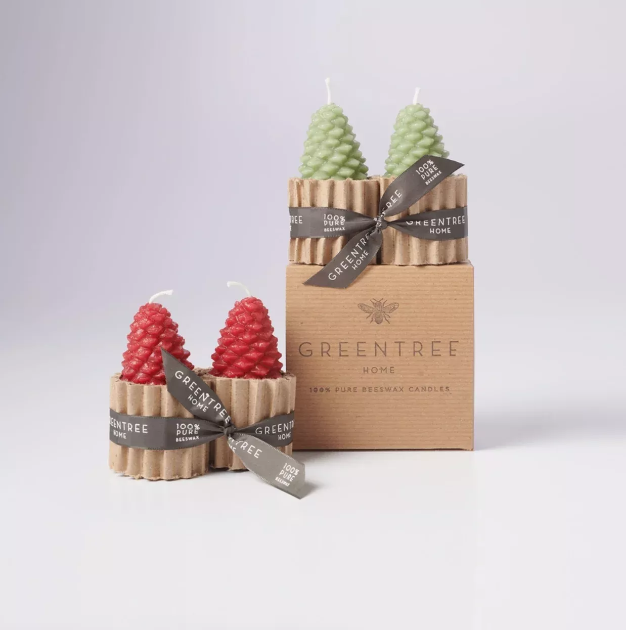 Small Pinecone Beeswax Candles Set of 2 - Sage Green