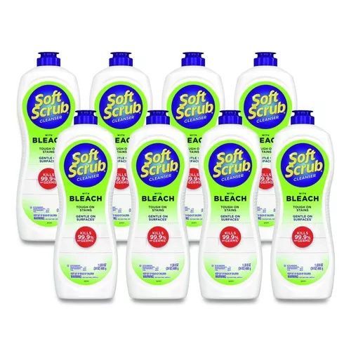 Soft Scrub 23400 07222 Cleanser with Bleach, 24 oz Bottle, 8/Carton