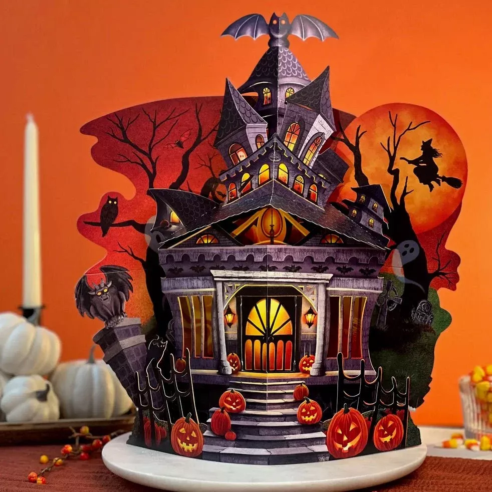Spooky Haunted House Pop-Up Halloween Greeting Card