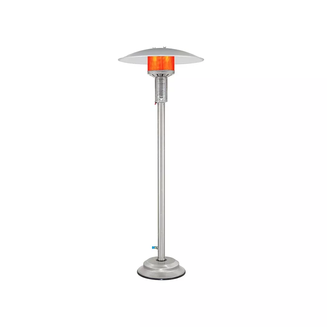 Stainless Steel NG portable patio heater with push button ignition: includes 12' steel lined mb sturgis hose set with 2 quick discconnects and shut off valve