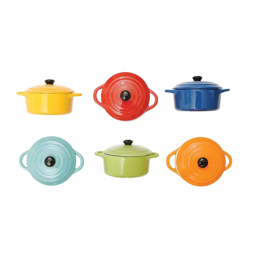 Stoneware 8oz Mini Baker with Lid, CHOOSE from Six Bright Colors
