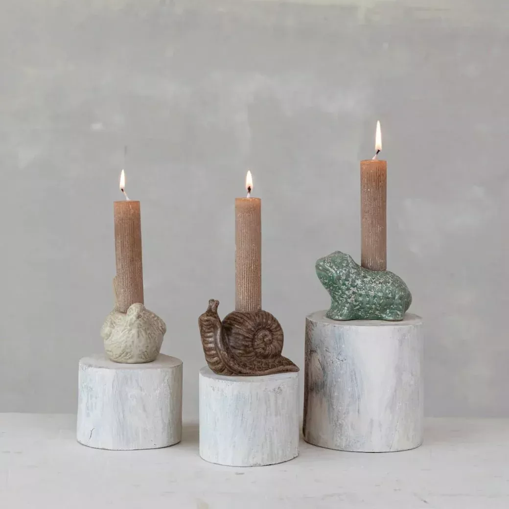Stoneware Taper Holder Bird, Snail, or Frog CHOICE of Style