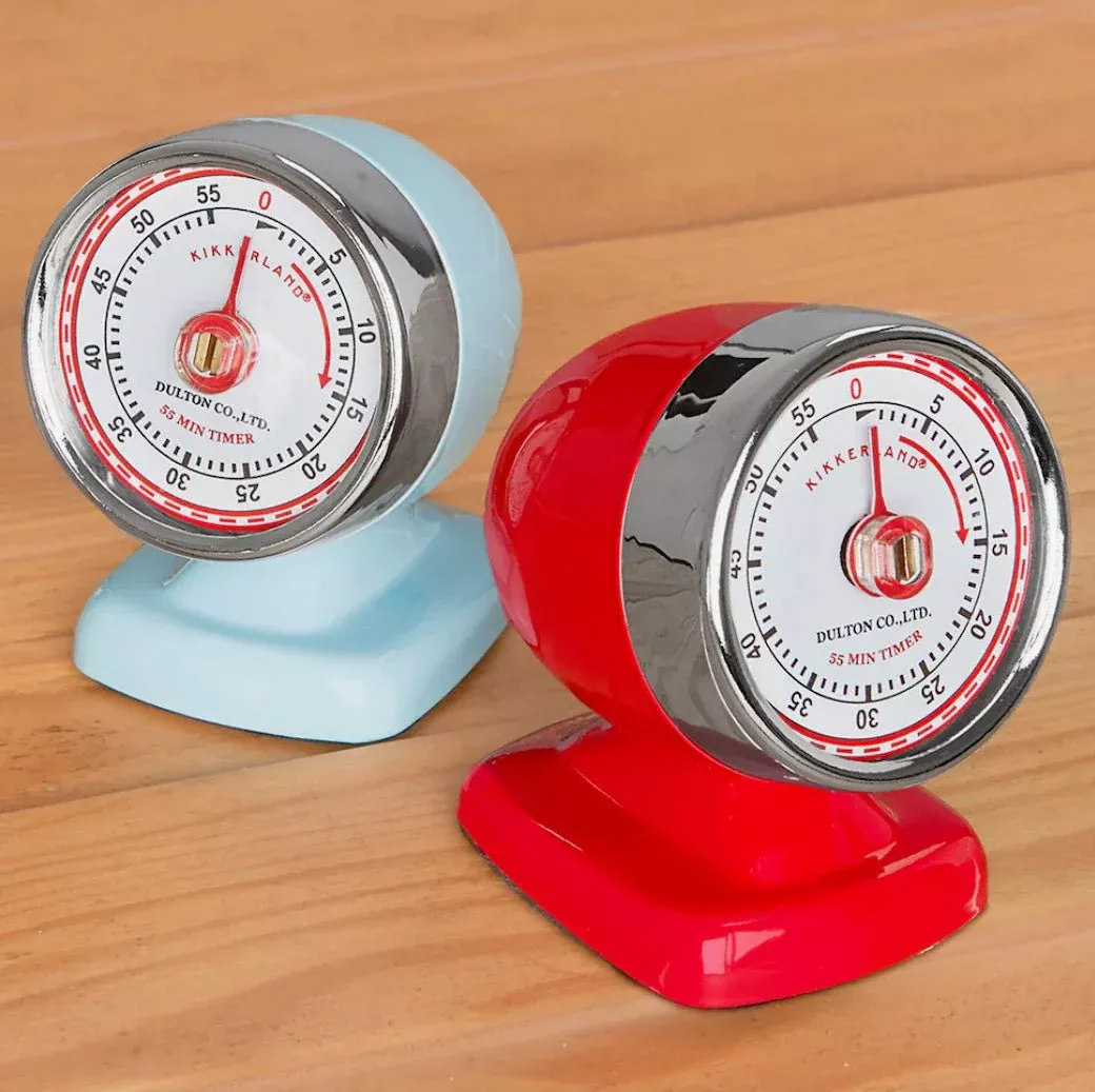 Streamline Retro-Inspired Kitchen Timer Choice of Light Blue or Red