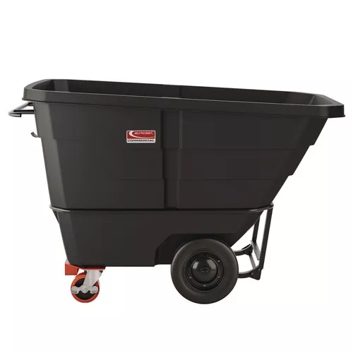 Suncast Commercial RMTTHD100 1 cu. Yd. 2,200 lbs. Capacity Forkliftable Frame Heavy Duty Tilt Truck - Black/Red