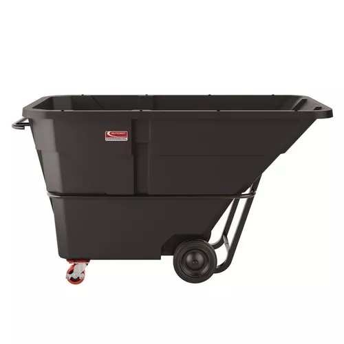 Suncast Commercial RMTTSD150 1.5 cu. Yd. 1,300 lbs. Capacity Forkliftable Frame Standard Duty Tilt Truck - Black/Red