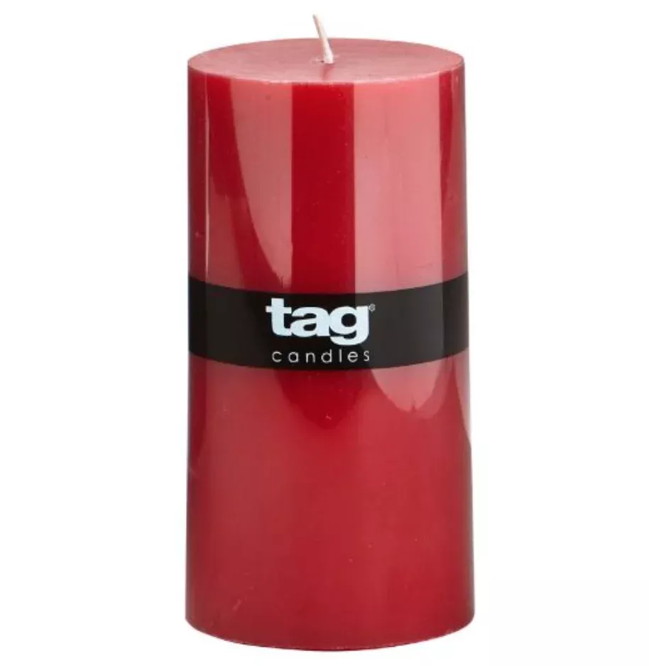 Tag Wax Pillar Candle – Red – 3" x 6"