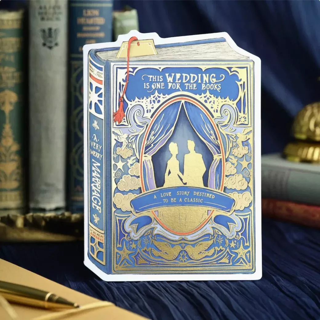 This Wedding is One For the Books Die Cut Book-Shaped Greeting Card