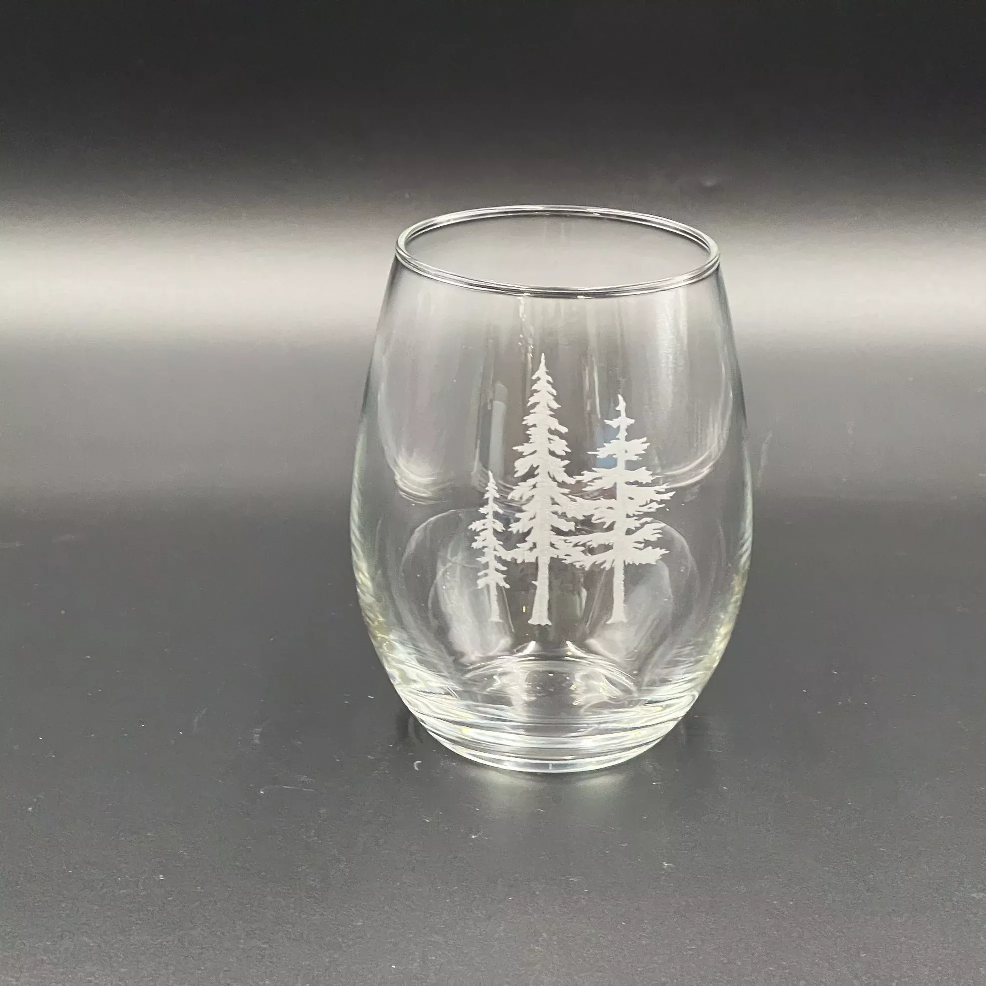 Three Trees Etched Stemless Wine Glass 15oz