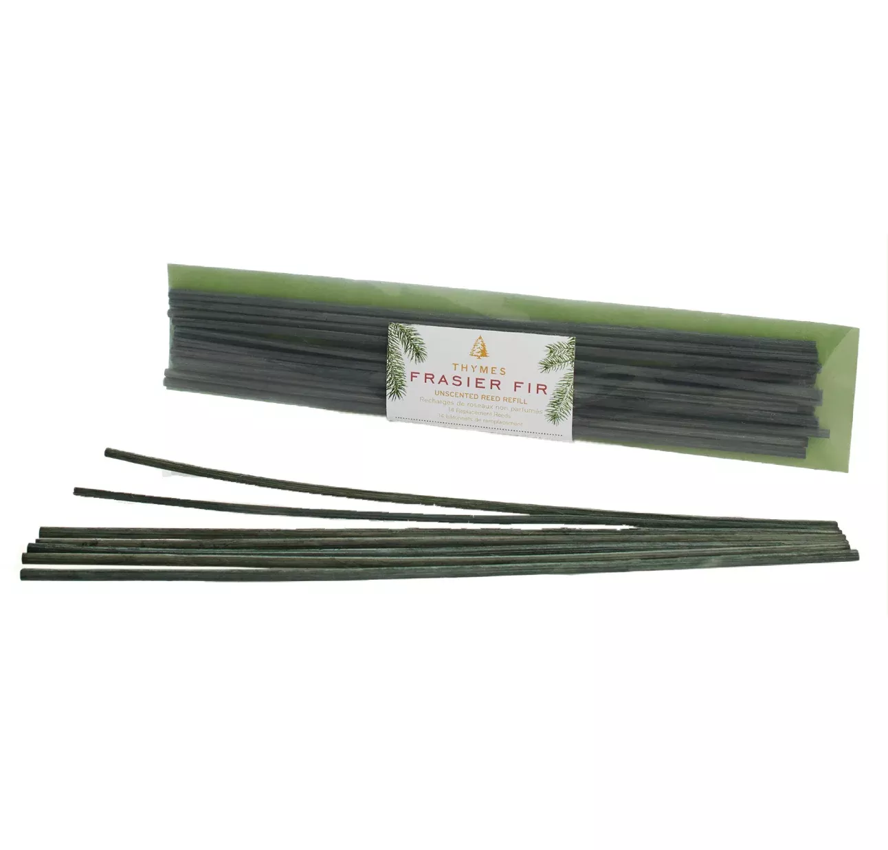 Thymes Frasier Fir Green Reed Replacement Refill for Diffusers – Pack of 14