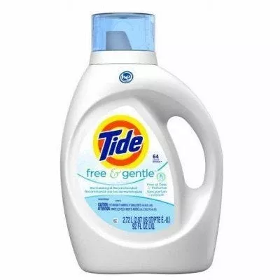 Tide HE Detergent Liquid –Free & Gentle – 64 Loads – 92oz