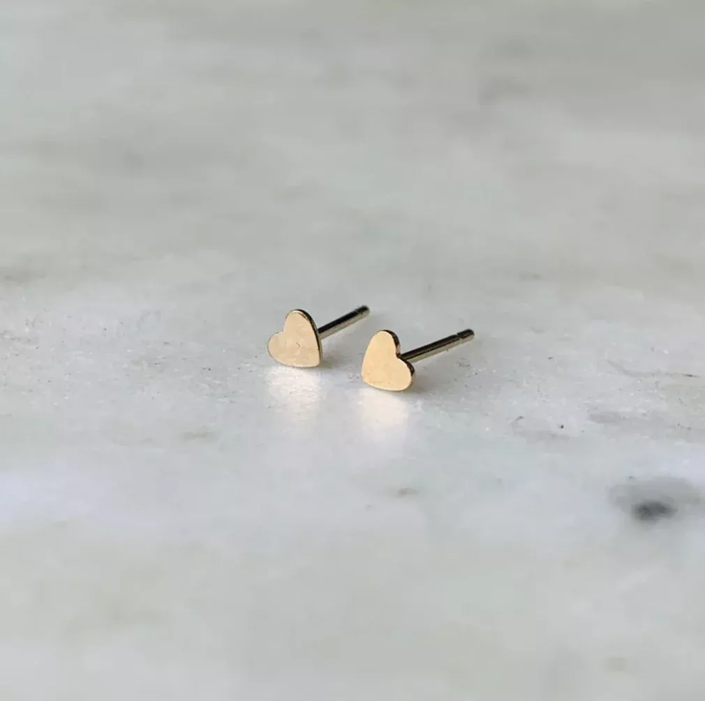 Tiny Gold Heart Studs