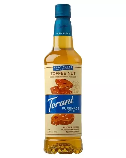 TORANI Puremade Zero Sugar Toffee Nut Syrup PLASATIC 750 ml
