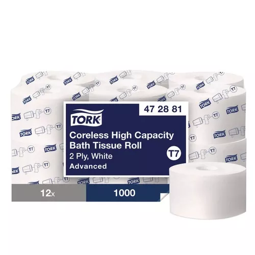 Tork 472881 2-Ply Advanced Coreless High Capacity Bath Tissue - White (12 Rolls/Carton)