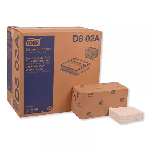Tork D802A 1-Ply 12 in. x 17 in. Advanced Masterfold Dispenser Napkins - White (6000/Carton)