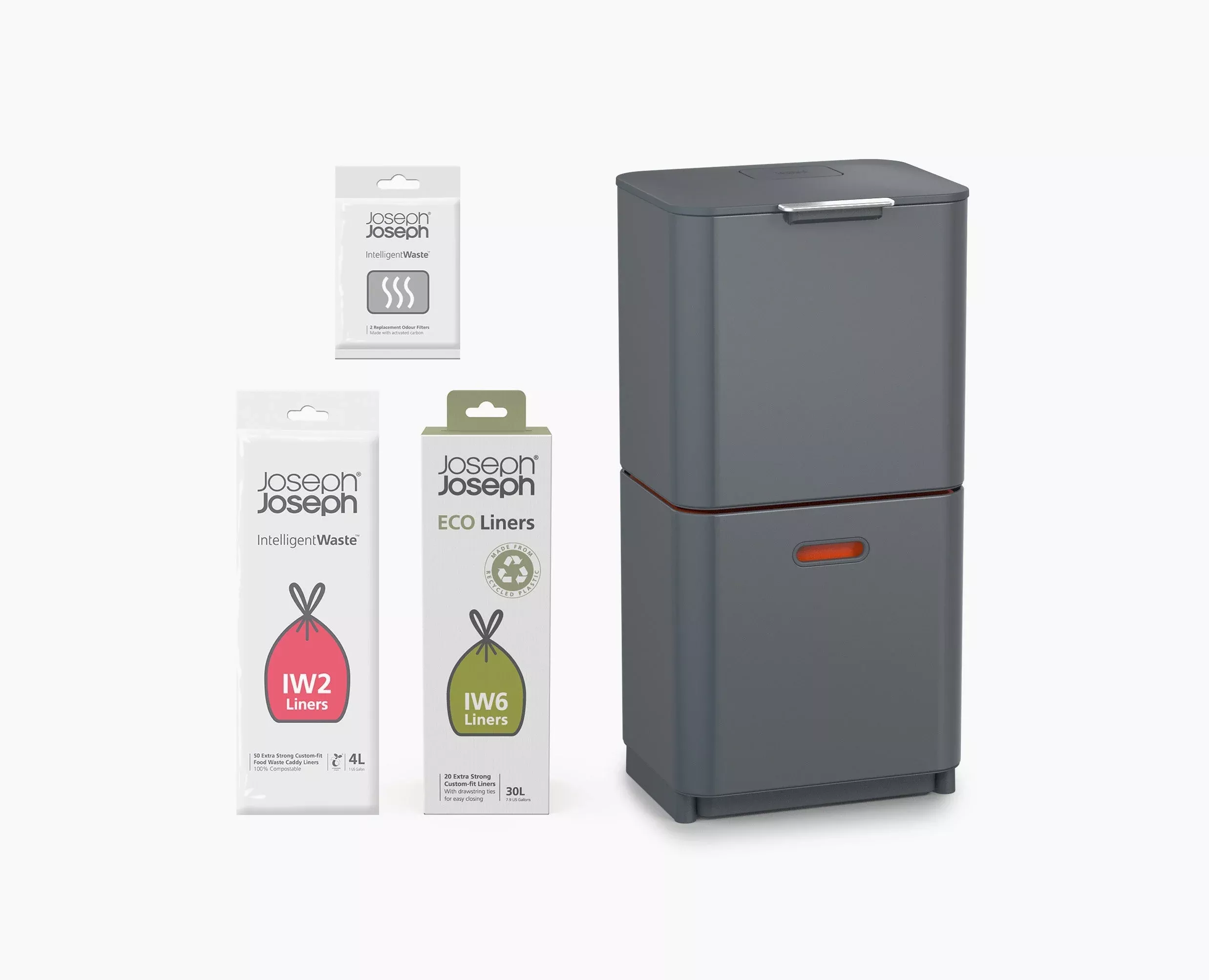 Totem Max 60L Gray Waste & Recycling Trash Can Starter Set