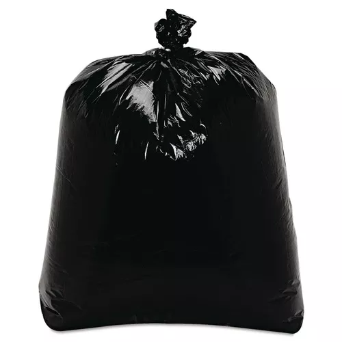 Trinity Plastics 100406 24 in. x 32 in. 16-Gallon 0.7 millimeter Flat Pack Low-Density Can Liners - Black (500/Carton)