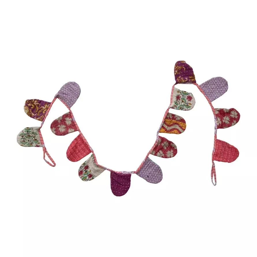 Up-Cycled Cotton Kantha Pennant Garland (Each one will vary)