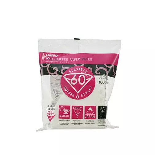 V60 White Paper Filters, Size 01 (100 ct)