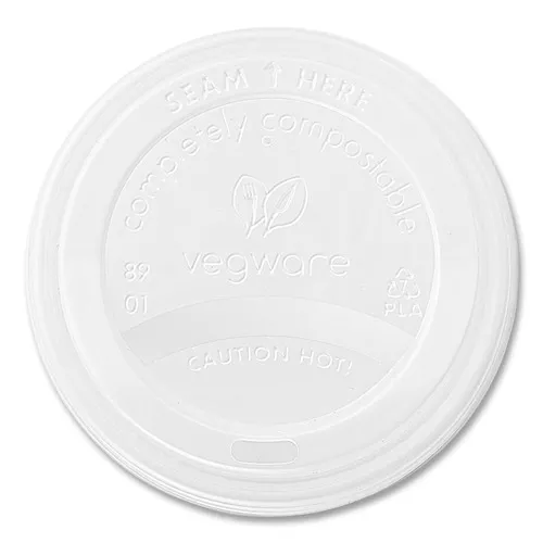 Vegware VLID89S 89 Series Compostable Hot Cup Lids - White (1000/Carton)