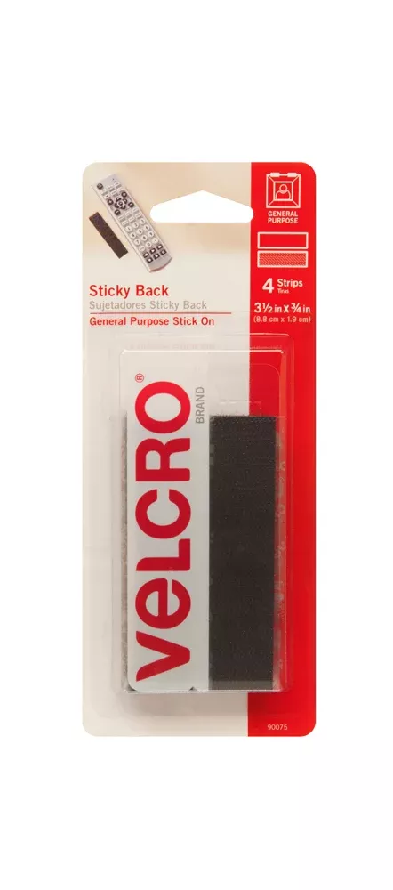 VELCRO General Purpose Sticky Back Strips – Black – 5lb – Pack of 4