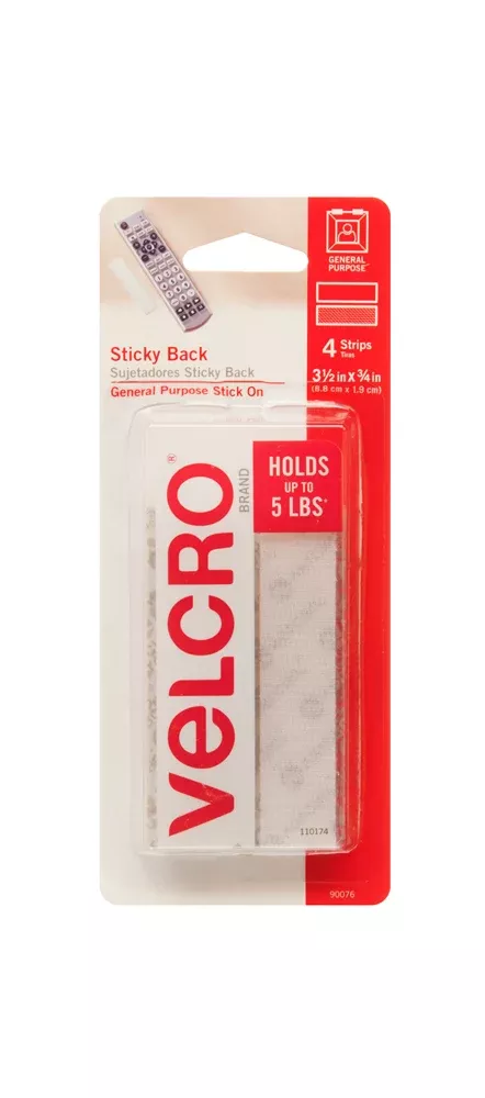 VELCRO General Purpose Sticky Back Strips – White – 5lb – Pack of 4