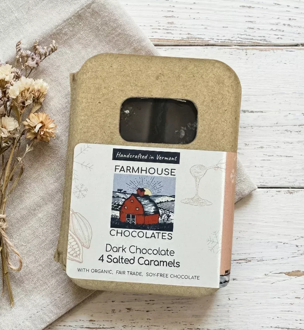 Vermont Made Dark Chocolate Covered Salted Caramels - 4 Piece