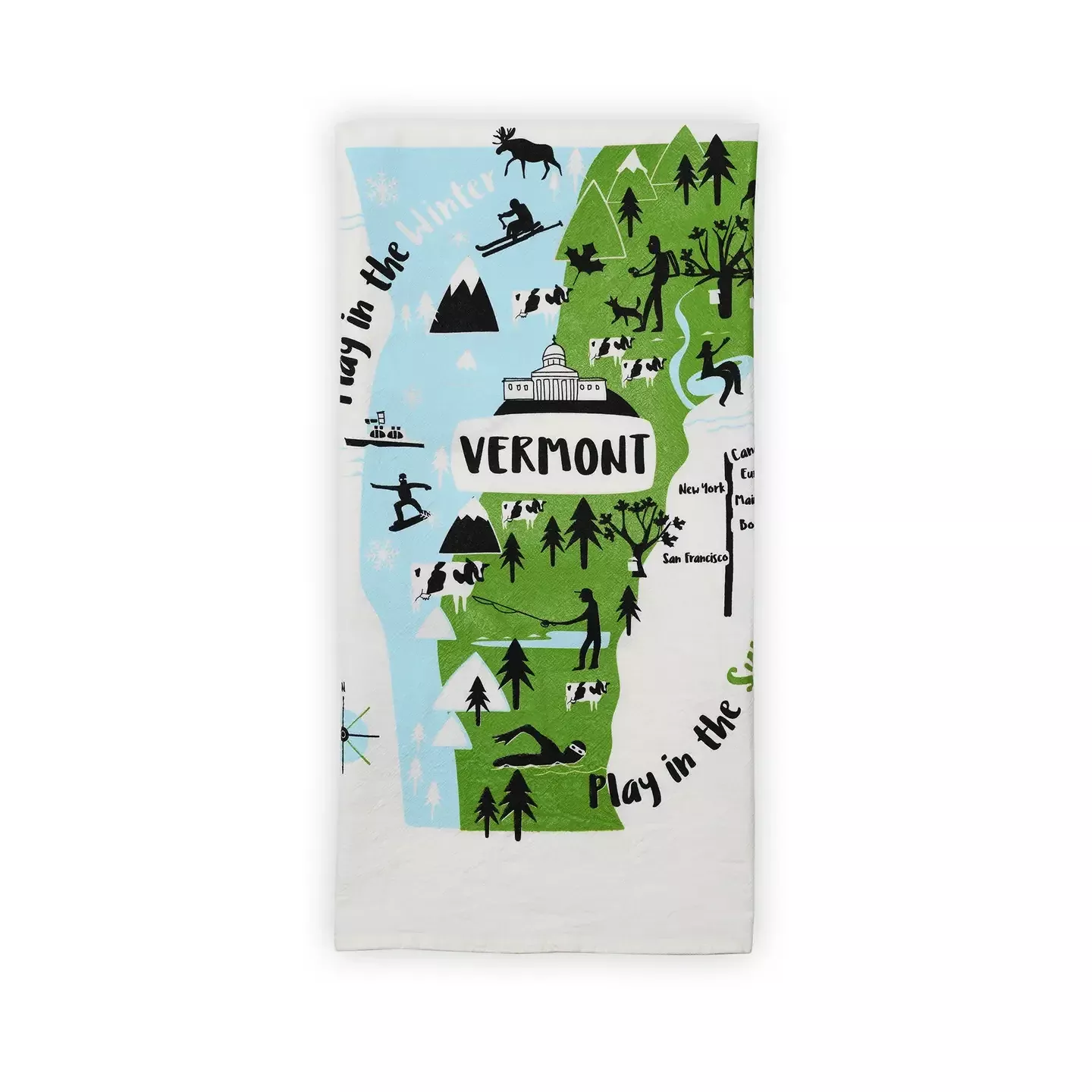 Vermont Map Tea Towel