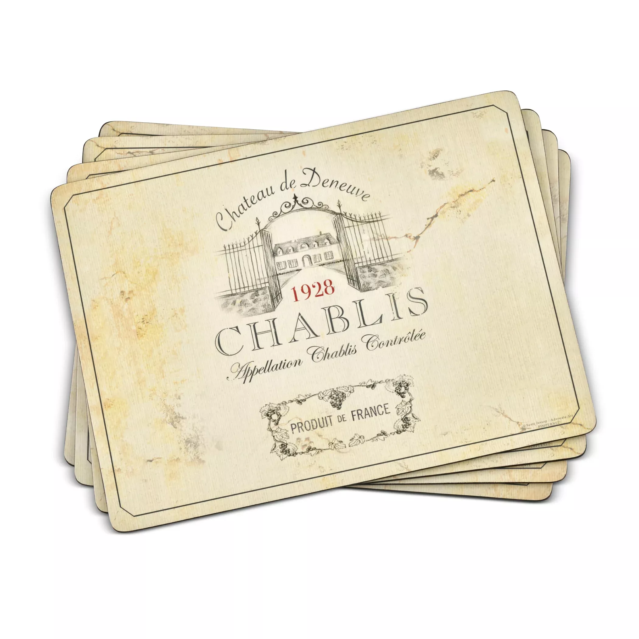 Vin de France Cork Bottom Hard Placemats – Set of 4