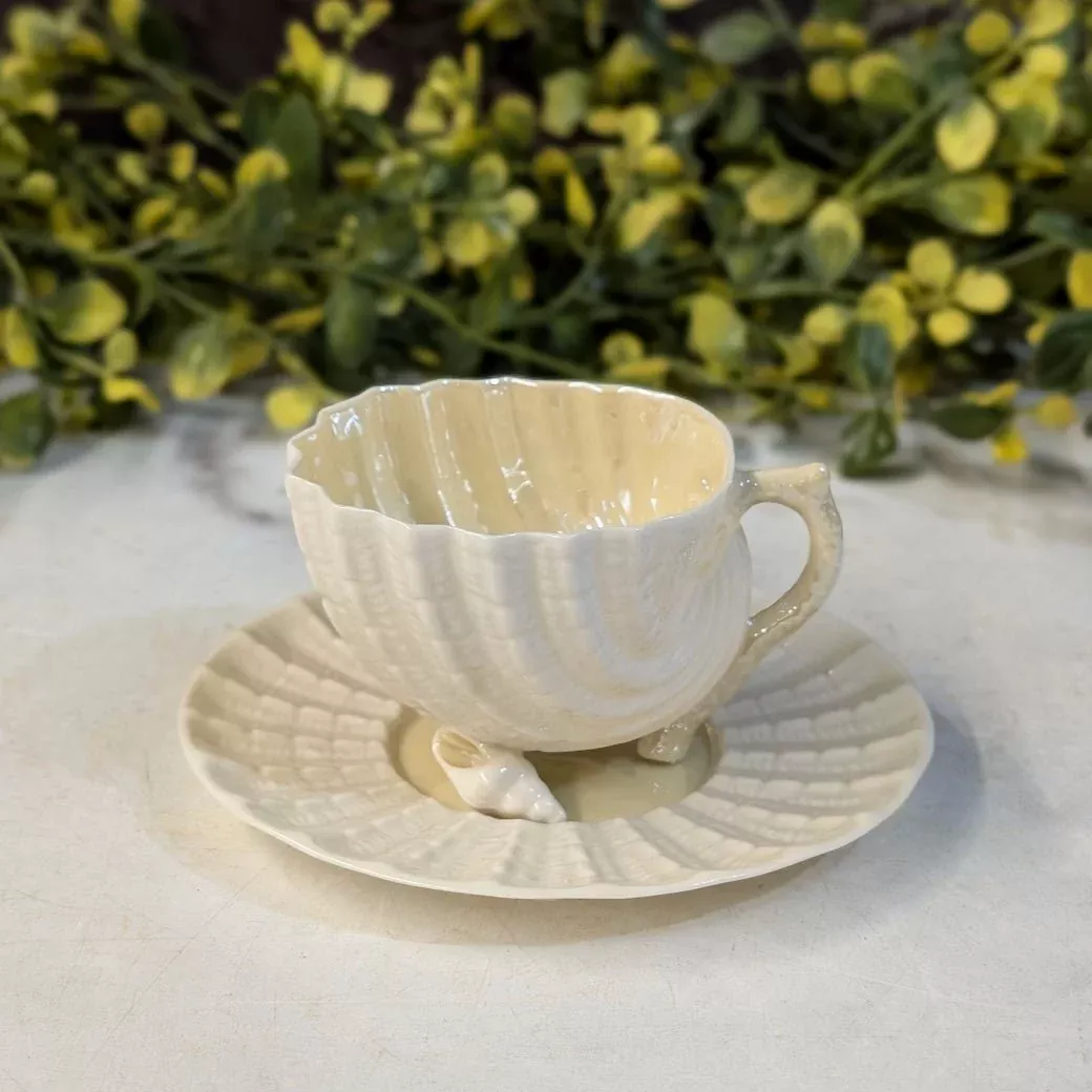 Vintage Beleek Neptune Demitasse Cup & Saucer Pattern