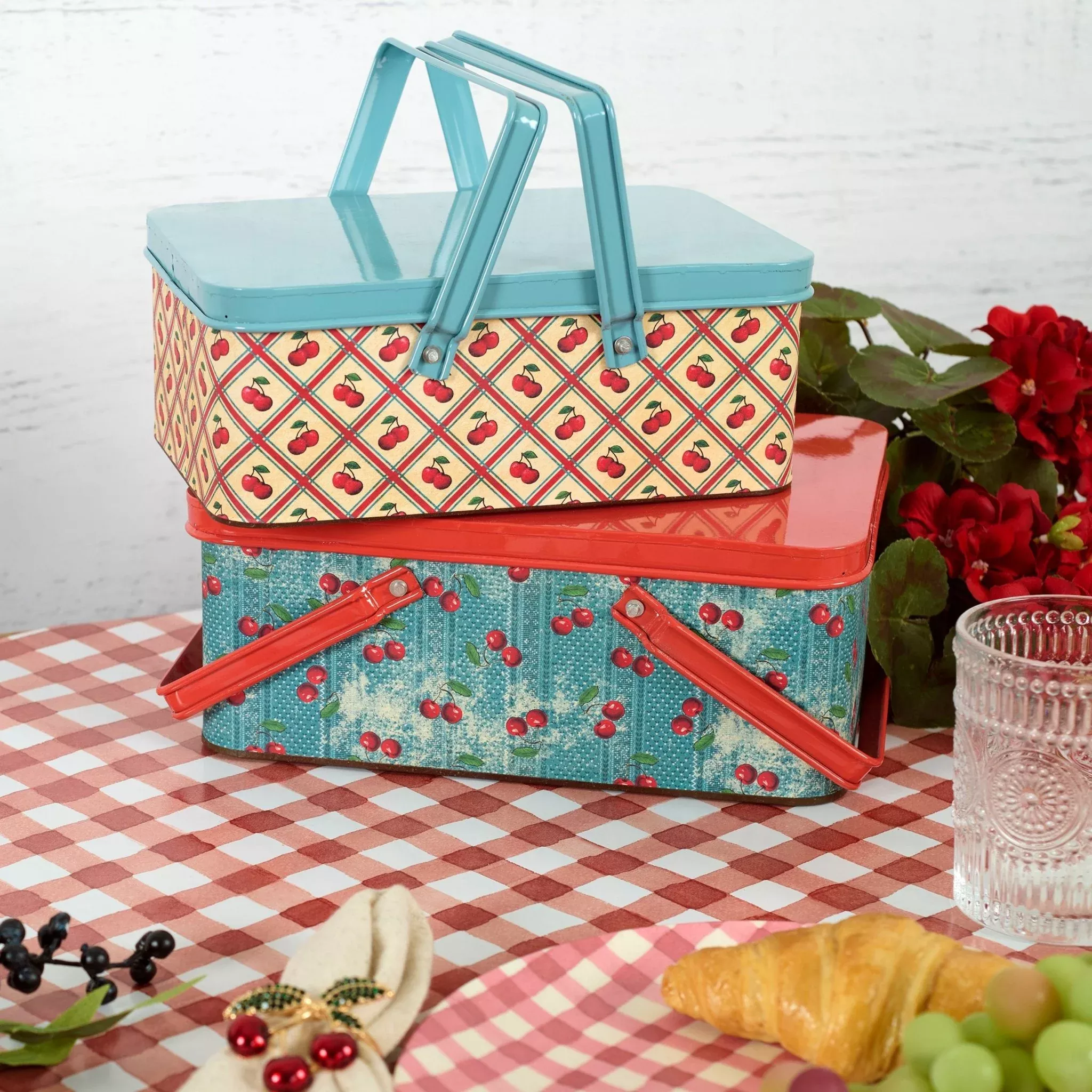 Vintage-Style Cherries Bin Set