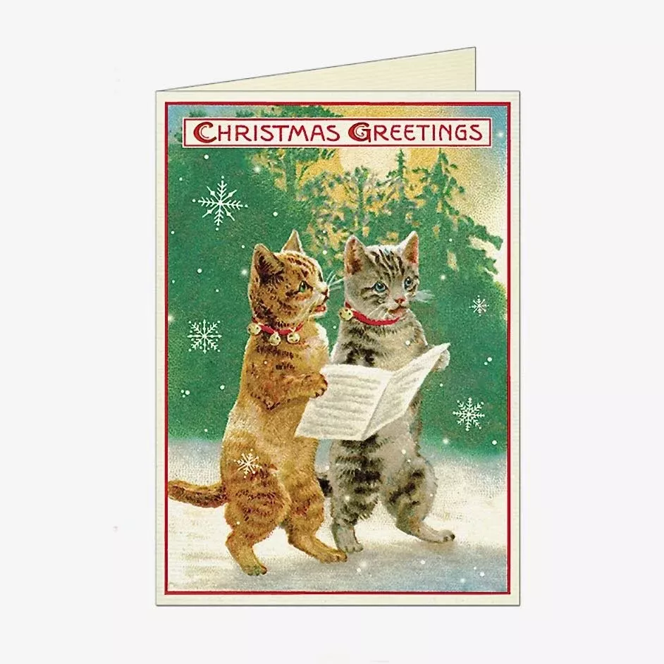 Vintage Style Christmas Greeting Card w Kitties