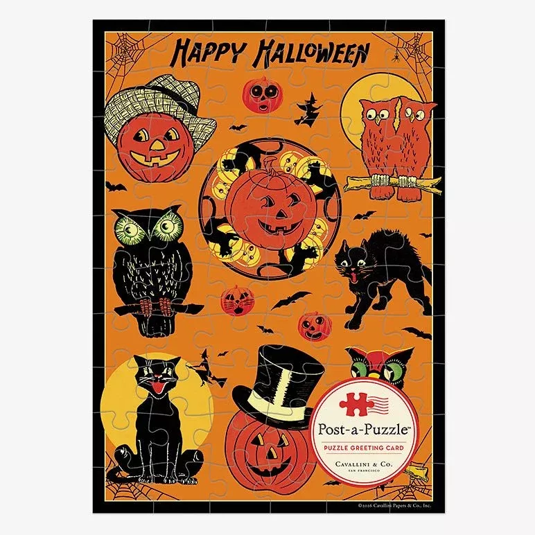 Vintage-Style Halloween Puzzle Greeting Card