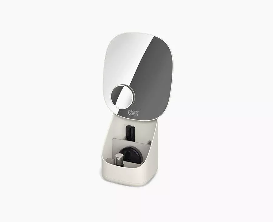 Viva Pedestal Mirror with Cosmetic Organizer