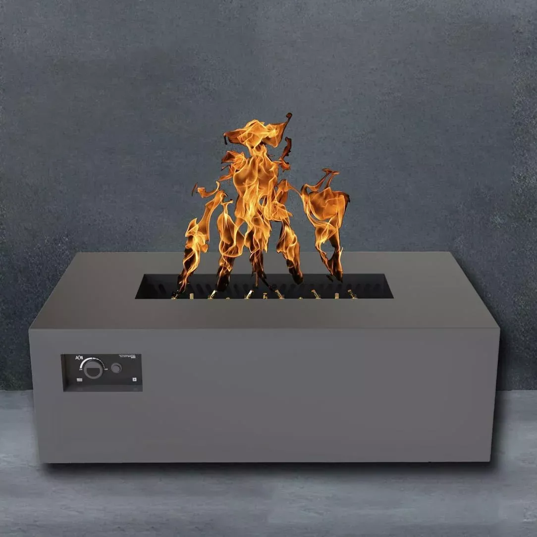 Warming Trends AON 48 x 30 Inch Rectangular Charcoal Powder Coated Steel Gas Fire Pit Table