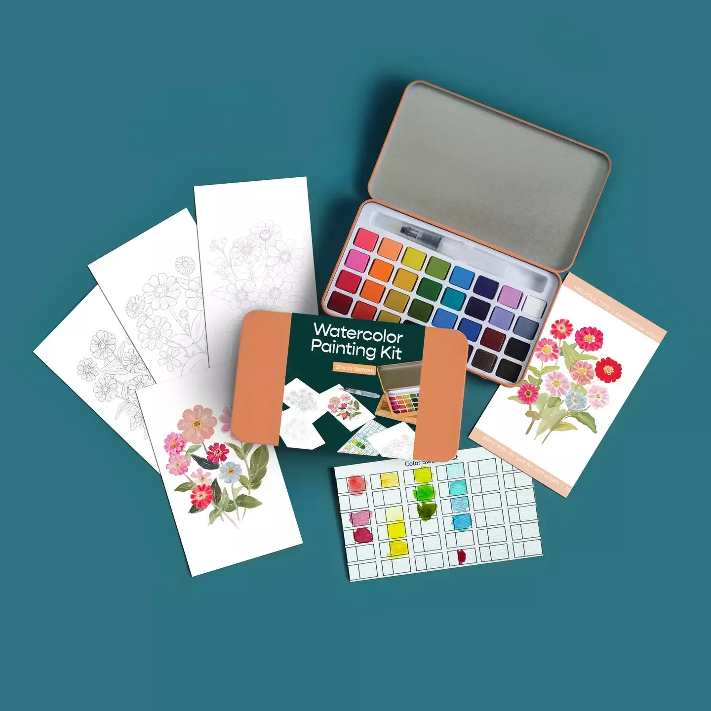 Watercolor Painting Kit Zinnia Garden