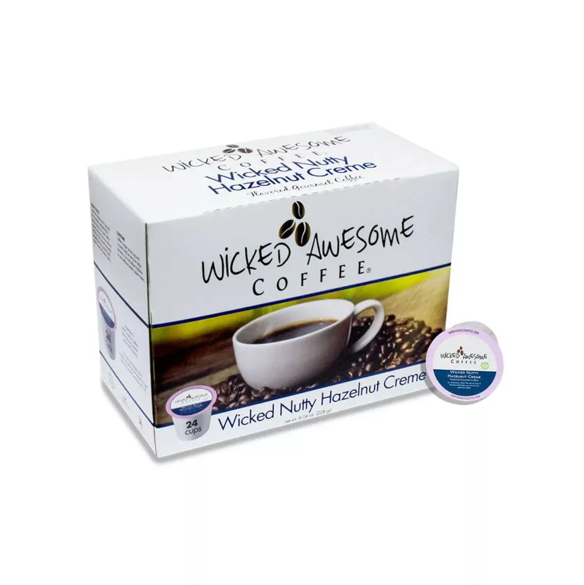 Wicked Awesome's Nutty Hazelnut Creme Single-Serve Coffee Pods (Box of 24)
