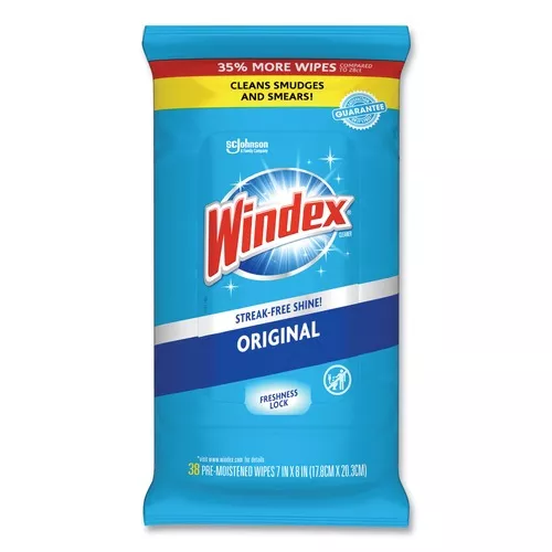 Windex 378032 7 in. x 8 in. Cloth Glass and Surface Wet Wipe - Unscented White