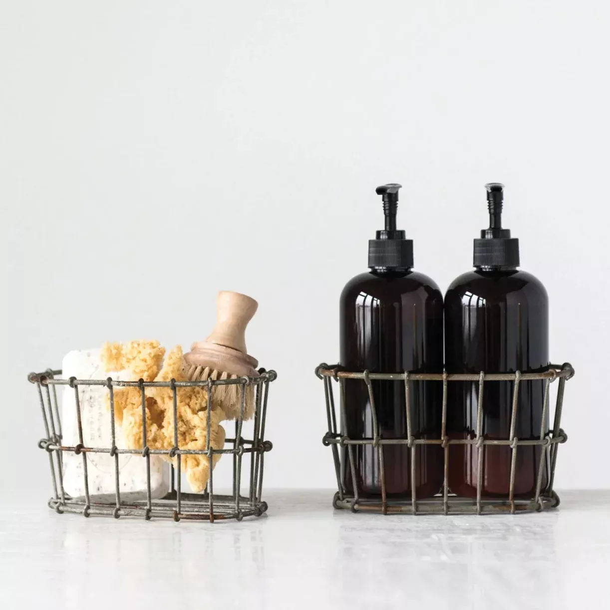 Wire Basket Lotion & Soap Bottle Holder