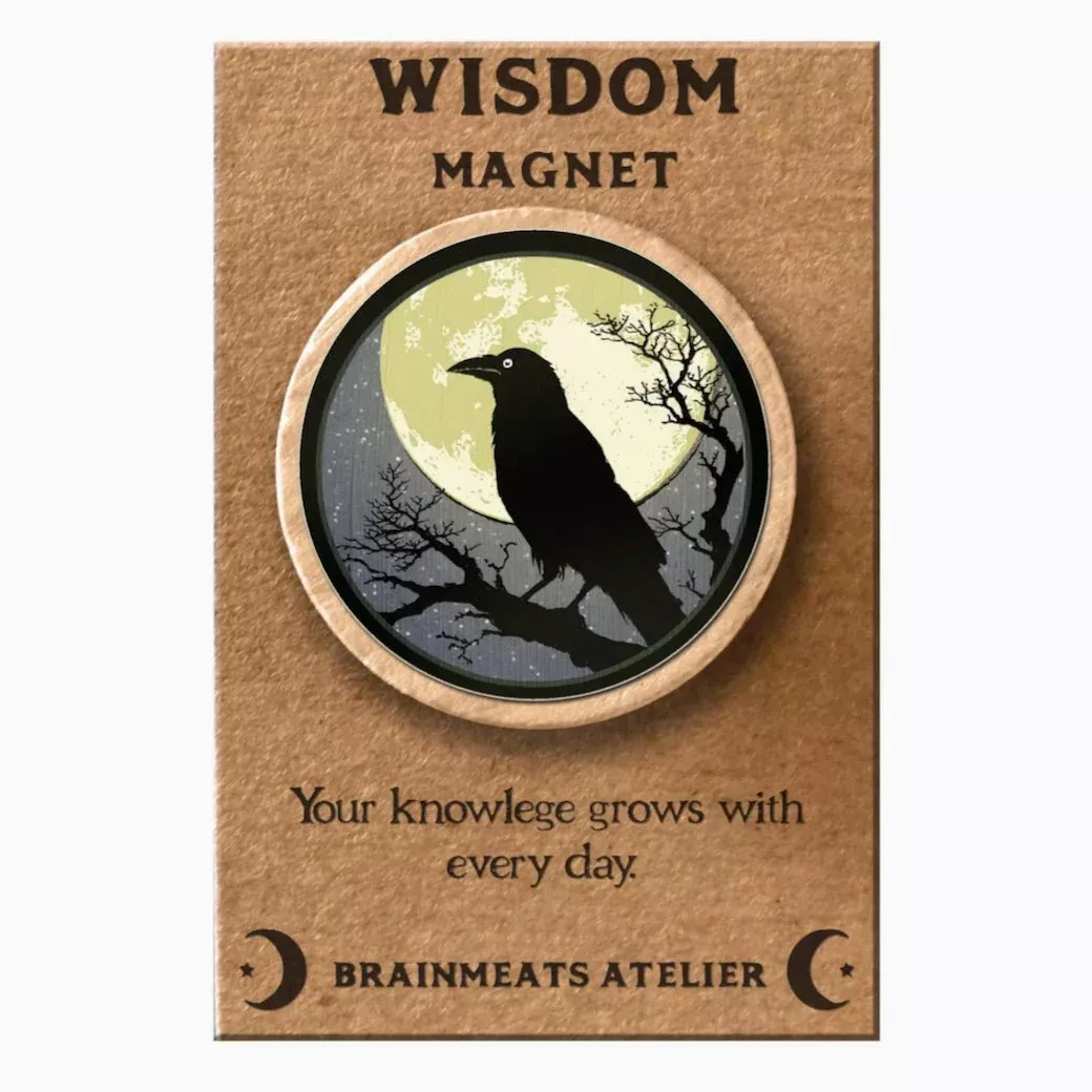 Wisdom Magnet - Raven on Full Moon Token for Students