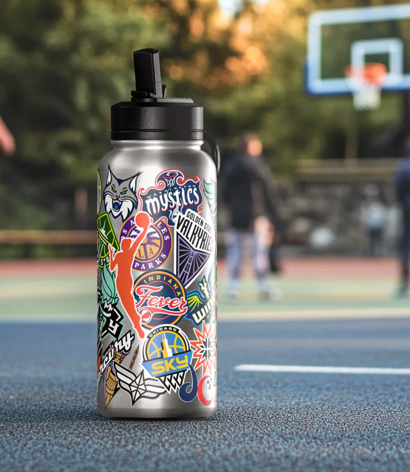 WNBA 32oz All Team Sticker Print Bottle with Straw Lid