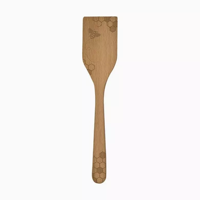 Wooden Kitchen Turner with Etched Honeycomb & Honey Bee Pattern