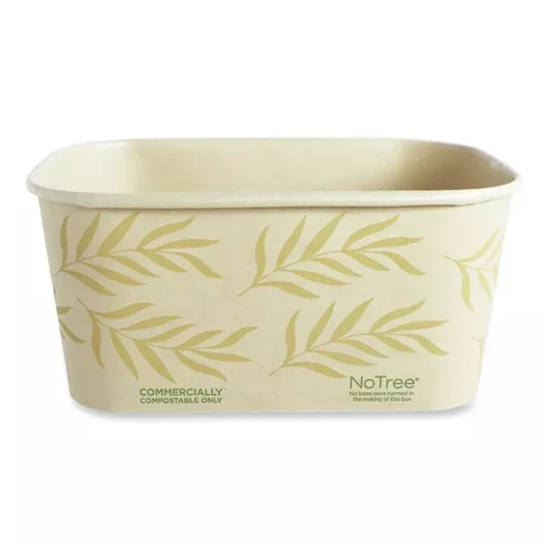 World Centric CT-NT-32 4.7 in. x 6.8 in. x 3 in. 32 oz. No Tree Rectangular Sugarcane Containers - Natural (300/Carton)