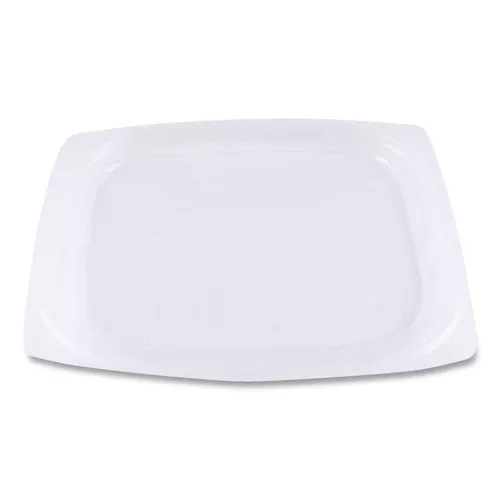 World Centric RDLCS8 4.8 in. x 5.9 in. x 0.3 in. PLA Rectangular Plastic Deli Container Lids - Clear (900/Carton)