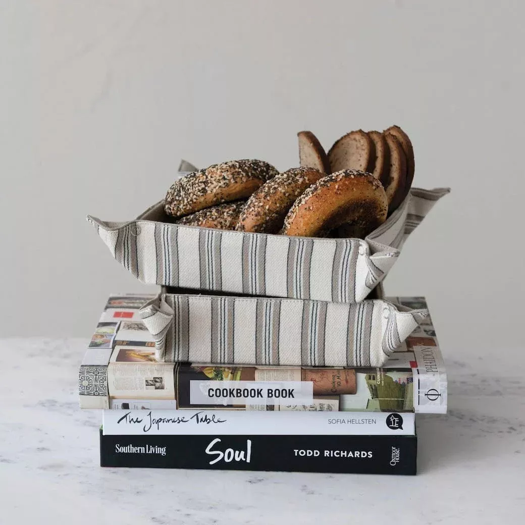 Woven Cotton Bread Basket with Snapped Corners